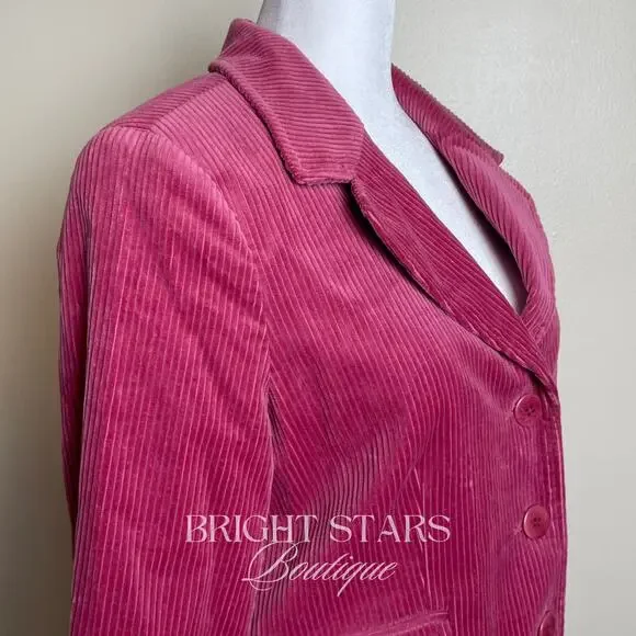 Rare Pink Corduroy Blazer Jacket ASO Lorelai Gilmore Girls Bright Colorful